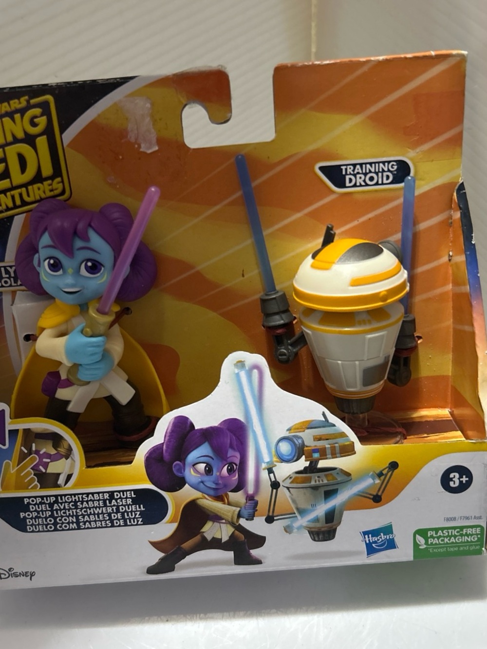 Star Wars Purple Jedi Figure with Yellow and White Training Droid - Hasbro